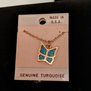 Gold & Turquoise Butterfly Necklace